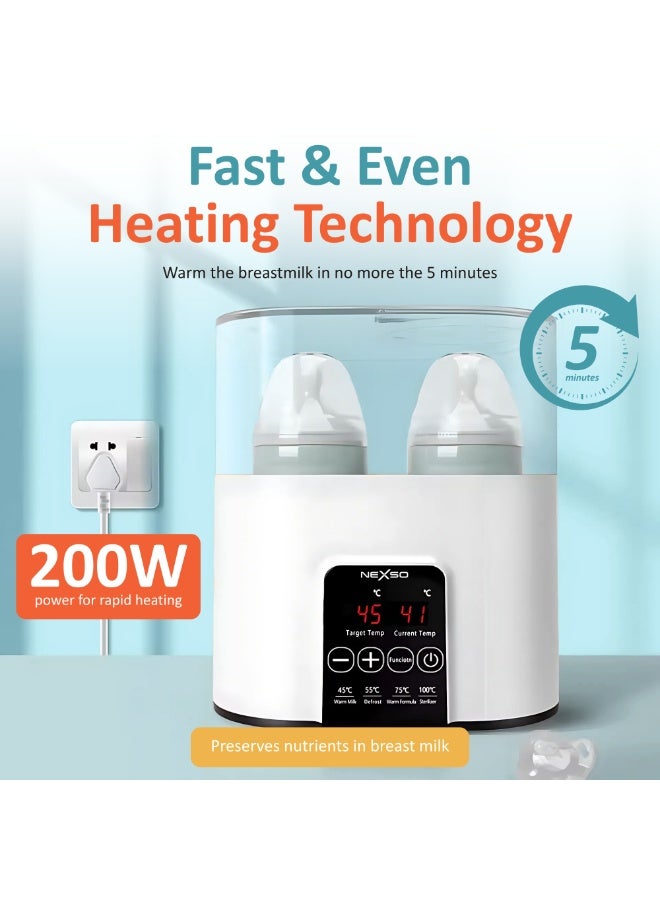 NEXSO N20 Baby Bottle Warmer Portable, Dual Temperature Control, Fast Warming & Sterilizing, 2 Bottle Capacity, Eco-Friendly, Safe Milk Warmer for Baby, Perfect for Night Feedings, Travel & More _ - Image 4