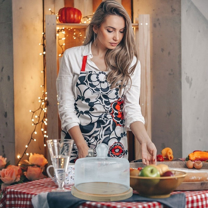 🍽️ صينية متينة بغطاء زجاجي لتقديم الطعام مقاومة للغبار والحشرات - Image 1