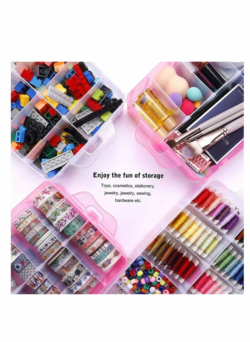 KASTWAVE - 3-Tier Stackable Storage Container Box with 30 Compartments, Adjustable Compartments Compatible with Lego Dimensions, Plastic Toys Organizer Case for Dolls, Arts and Crafts, Washi Tapes - Image 1