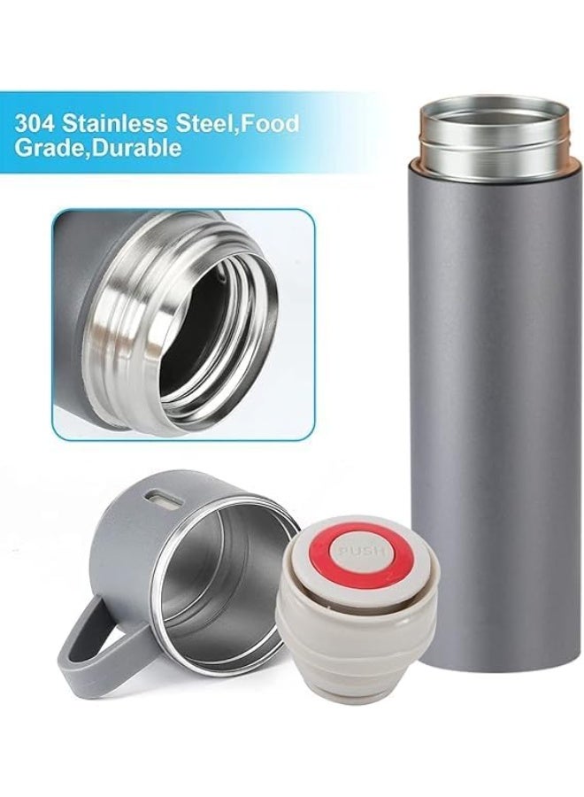 500ml Original Thermal Mug with 3 Extra Grey Cups to Keep Hot and Cold Drinks, Airtight Design for Daily Use and Travel (Grey) - Image 4