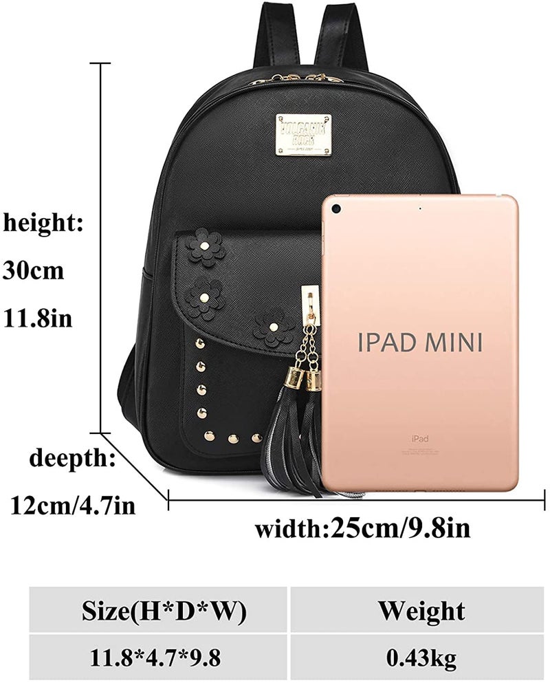 Floky Fashion Girls 3-PCS Fashion Cute Mini Leather Backpack sling & pouch set for Women - Image 3