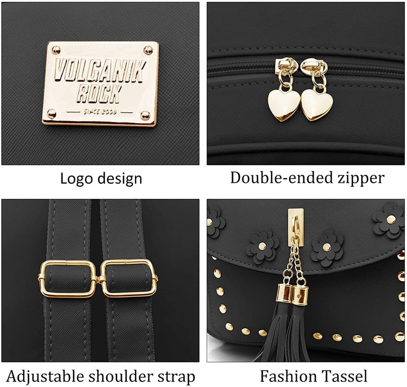 Floky Fashion Girls 3-PCS Fashion Cute Mini Leather Backpack sling & pouch set for Women - Image 5