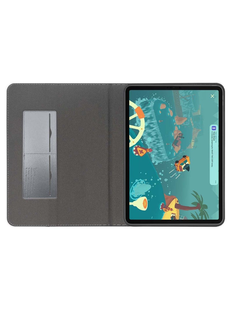Cat - Cot PU Leather With Card Holder Flip Case Cover For Apple iPad Pro 13 5G 2024 (7th Generation) 13 Inch Silver Grey  - Image 4