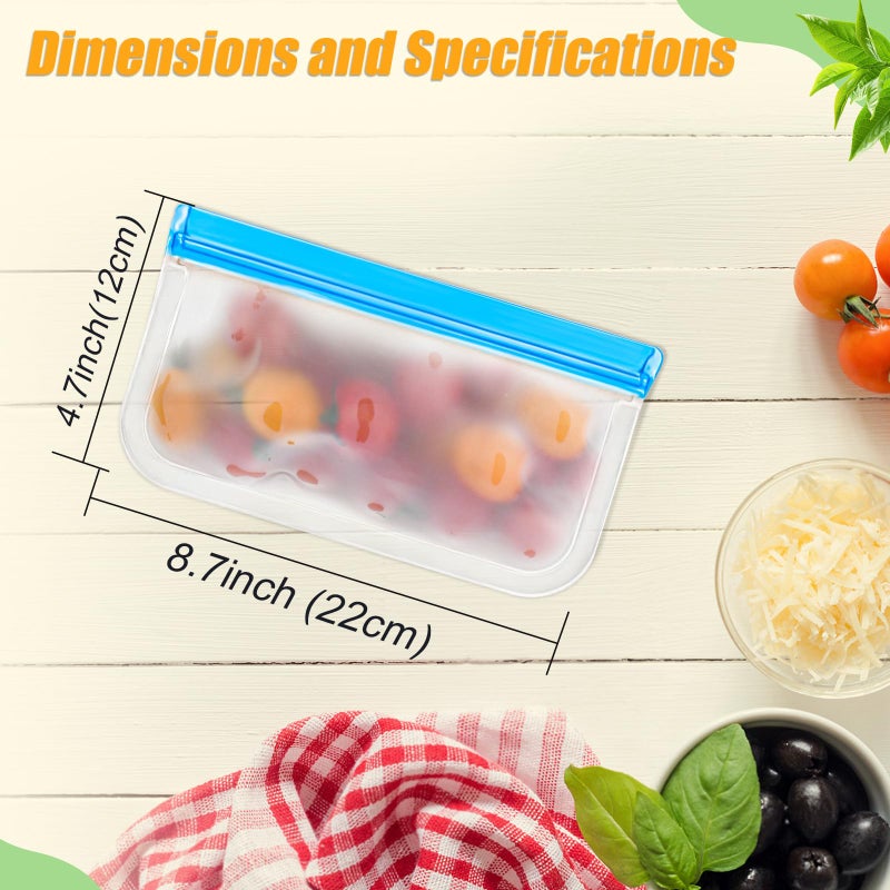 swihorab 10 Pack Reusable Silicone Food Storage Bags, Leakproof Dishwasher Safe Reusable Freezer Bags for Food Containers, Lunch Bags for Sandwich, Snack, Marinate Meat, Salad Fruit - Image 2