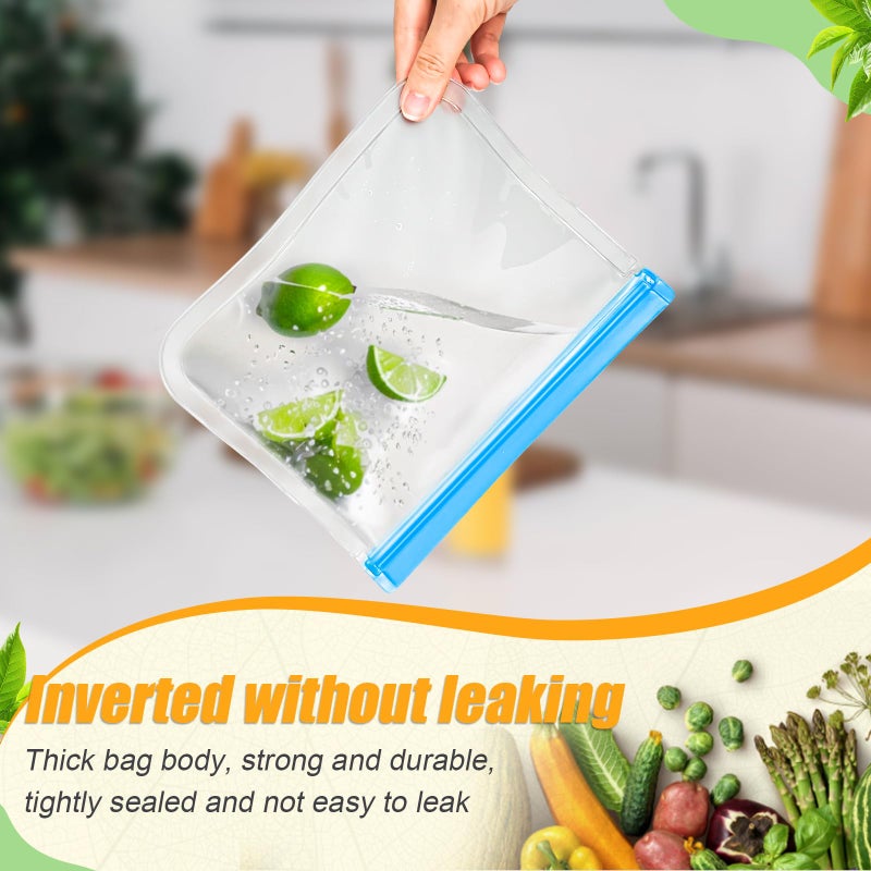 swihorab 10 Pack Reusable Silicone Food Storage Bags, Leakproof Dishwasher Safe Reusable Freezer Bags for Food Containers, Lunch Bags for Sandwich, Snack, Marinate Meat, Salad Fruit - Image 3