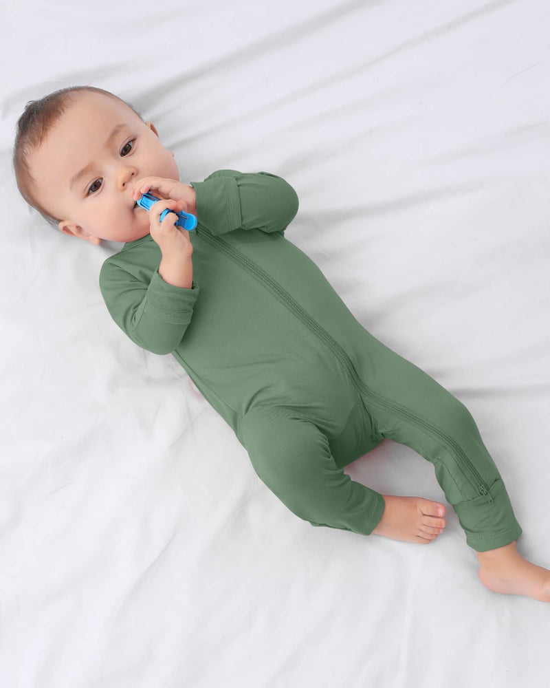 GUISBY Baby Footless Pajamas with Mittens Cuffs, Soft Rayon Double Zippers 3 Piece Sets 18-24 Months - Image 5