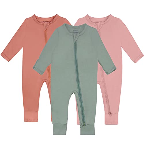 GUISBY Baby Footless Pajamas with Mittens Cuffs, Soft Rayon Double Zippers 3 Piece Sets 18-24 Months - Image 1