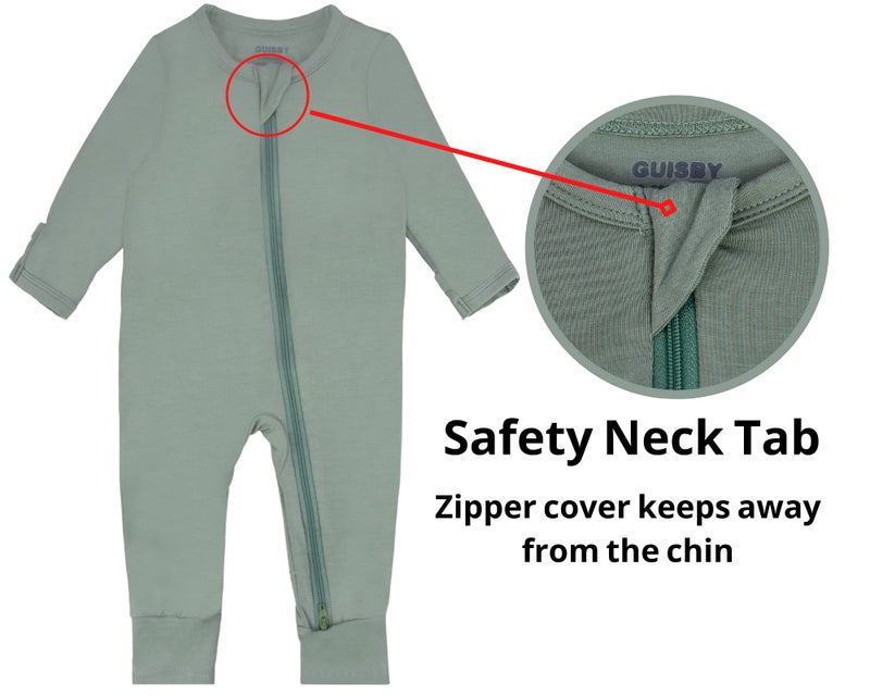 GUISBY Baby Footless Pajamas with Mittens Cuffs, Soft Rayon Double Zippers 3 Piece Sets 18-24 Months - Image 2