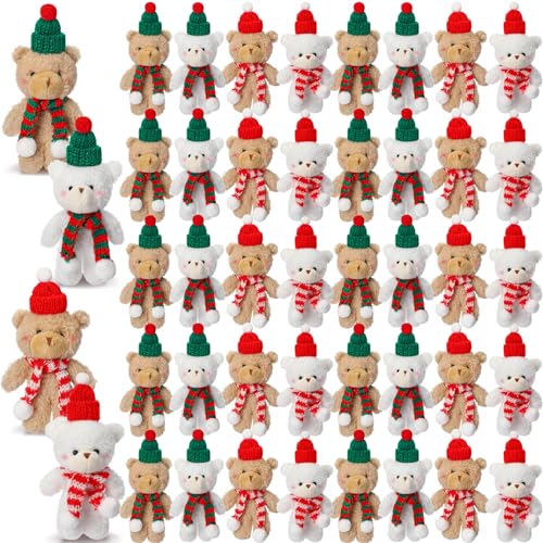 HI-BOOM Hiboom 40 Pieces Christmas Stuffed Animal Bear Christmas Small Plush Cute Bear Stuffed Animals Xmas Toys for Birthday Decorations Party Favors KnittingFashion Style - Image 1