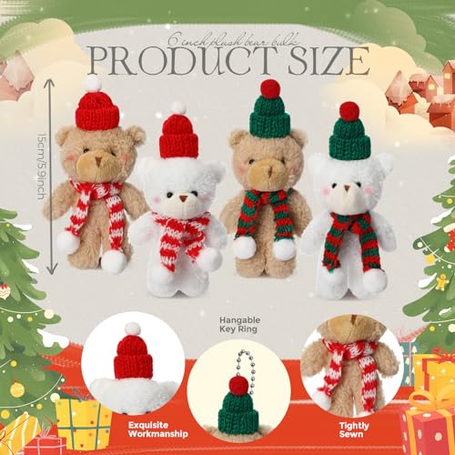 HI-BOOM Hiboom 40 Pieces Christmas Stuffed Animal Bear Christmas Small Plush Cute Bear Stuffed Animals Xmas Toys for Birthday Decorations Party Favors KnittingFashion Style - Image 5