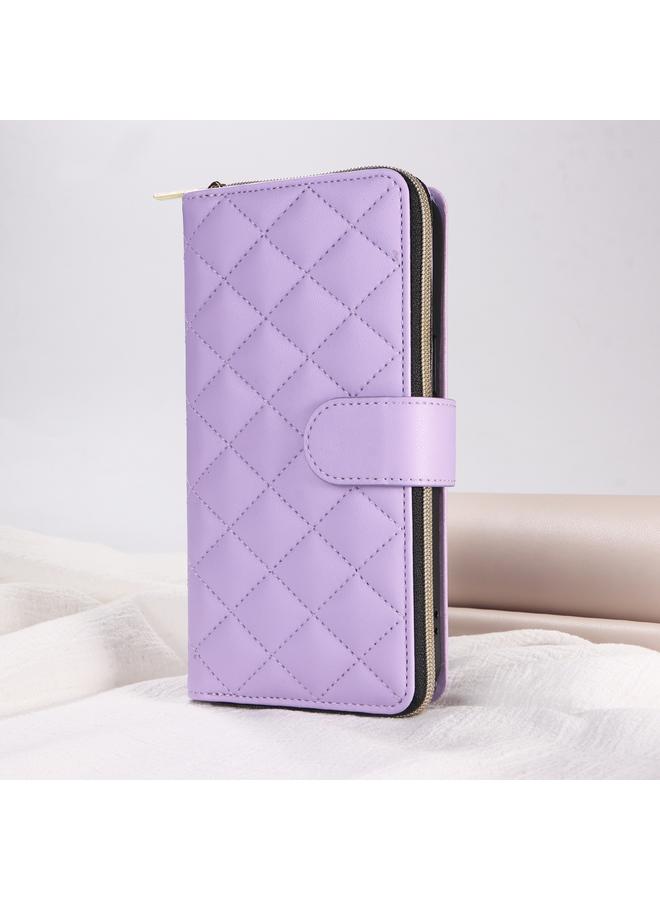 Zaboon Case For iPhone 13 mini Crossbody Rhombic Zipper Tower Buckle Leather Phone Case with Lanyard - Image 2