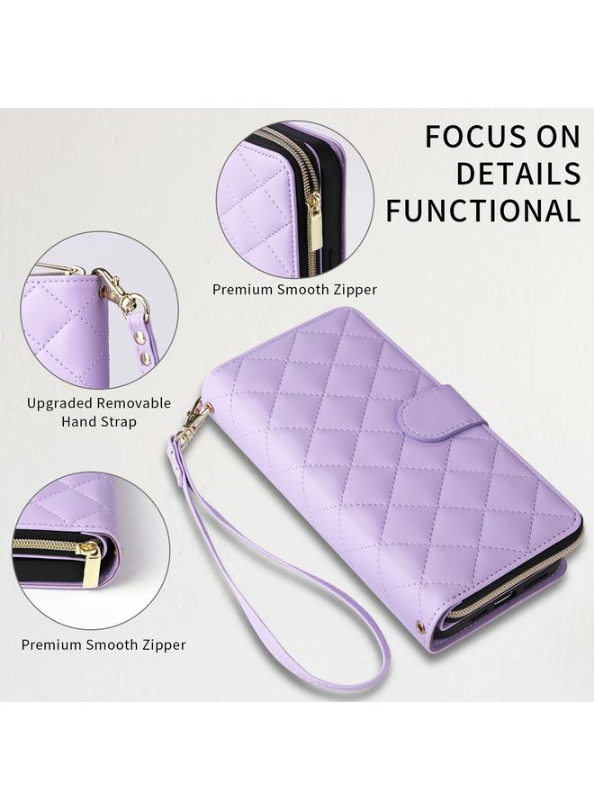 Zaboon Case For iPhone 13 mini Crossbody Rhombic Zipper Tower Buckle Leather Phone Case with Lanyard - Image 3