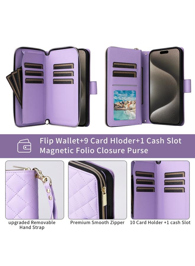 Zaboon Case For iPhone 13 mini Crossbody Rhombic Zipper Tower Buckle Leather Phone Case with Lanyard - Image 4