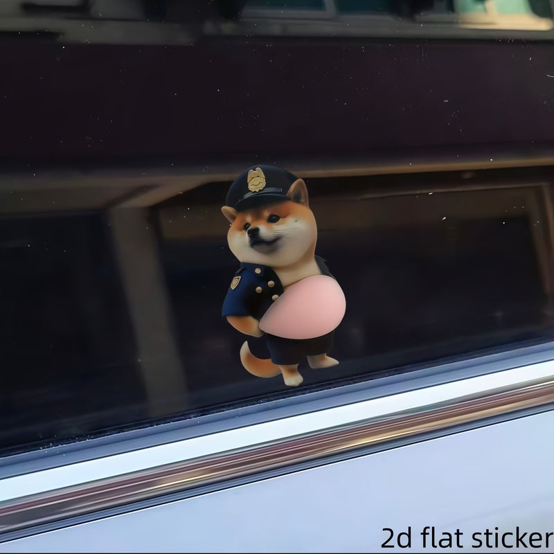 2D Flat Shiba Inu Police Puppy Vinyl Sticker 1pc for Car Laptop Refrigerator Window Luggage Decoration - Image 4