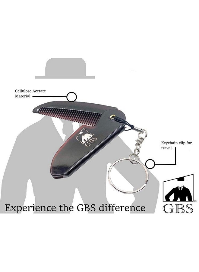 G.B.S .B.S Handmade Sawcut Men'S Beard Mustache Folding Pocket Comb With Key Chain - Image 3