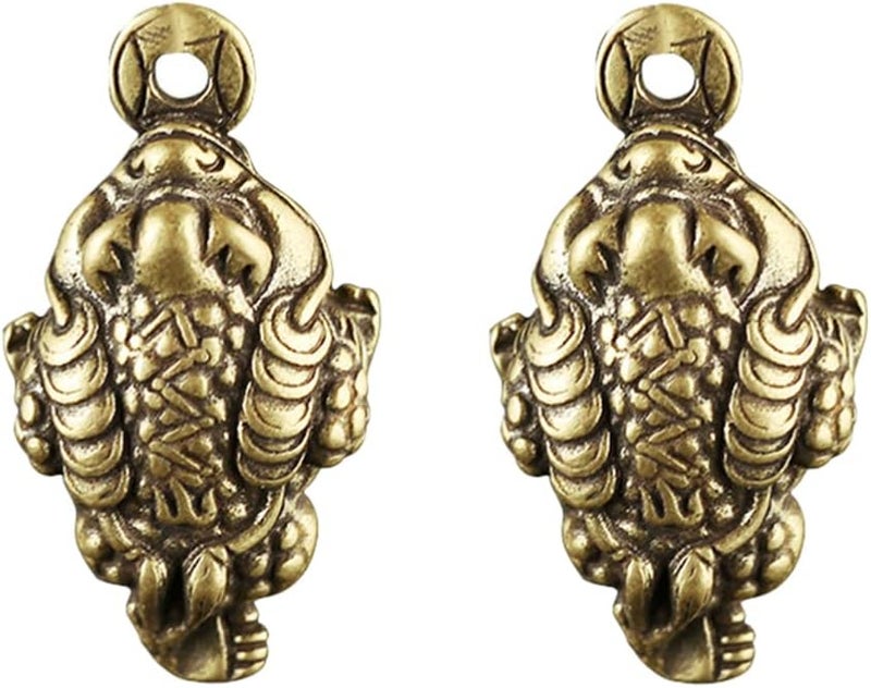 comfrt Vintage Decor Vintage Jewelry 2pcs Toad Pendant Charm Antique Brass Animals Brass Frog Feng Shui Statue Attract Wealth and Prosperity Random Color Vintage Decor Vintage Jewelry - Image 3
