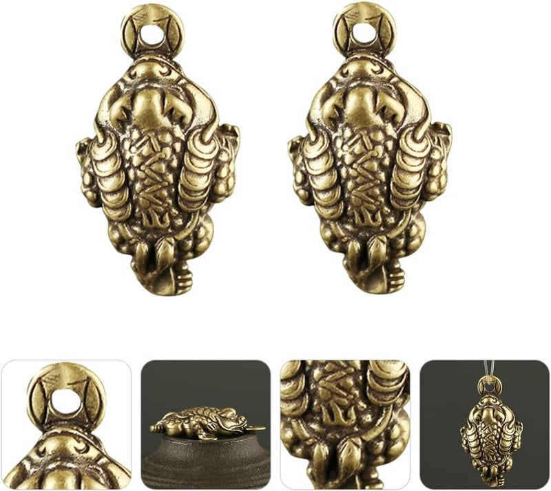 comfrt Vintage Decor Vintage Jewelry 2pcs Toad Pendant Charm Antique Brass Animals Brass Frog Feng Shui Statue Attract Wealth and Prosperity Random Color Vintage Decor Vintage Jewelry - Image 5