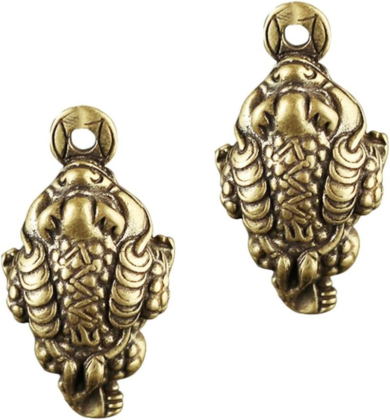 comfrt Vintage Decor Vintage Jewelry 2pcs Toad Pendant Charm Antique Brass Animals Brass Frog Feng Shui Statue Attract Wealth and Prosperity Random Color Vintage Decor Vintage Jewelry - Image 1