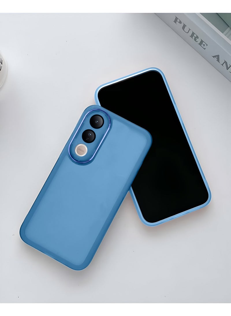 Wtech - vivo V50 Lite 5G 2025 Soft Transparent TPU Silicone Ultra Thin Phone Stylish Electroplated Camera Border Back Case Cover - Blue - Image 1