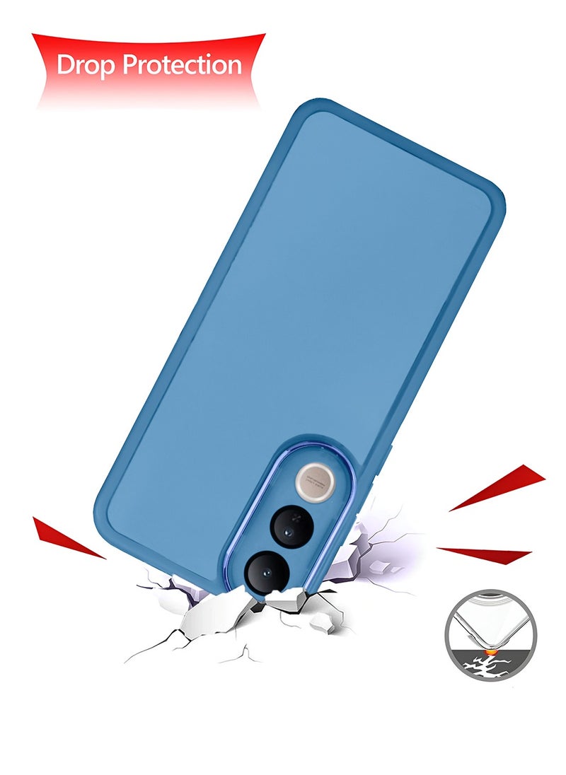 Wtech - vivo V50 Lite 5G 2025 Soft Transparent TPU Silicone Ultra Thin Phone Stylish Electroplated Camera Border Back Case Cover - Blue - Image 1