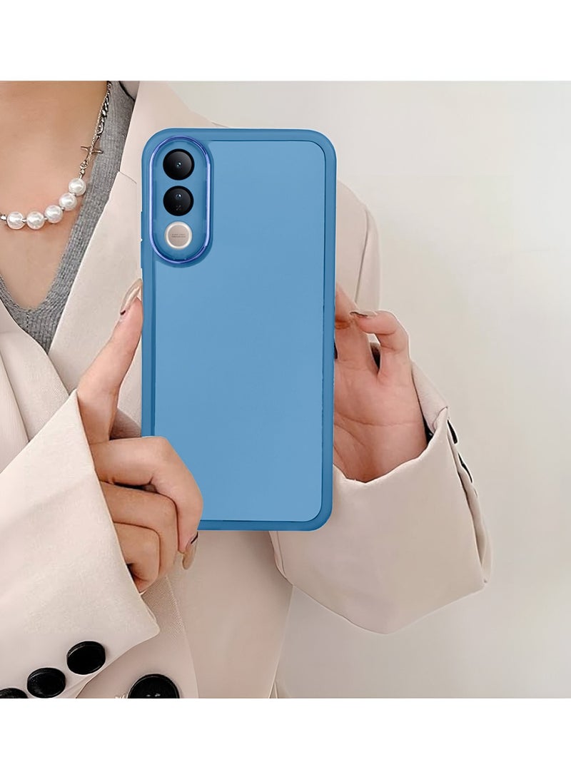 Wtech - vivo V50 Lite 5G 2025 Soft Transparent TPU Silicone Ultra Thin Phone Stylish Electroplated Camera Border Back Case Cover - Blue - Image 1