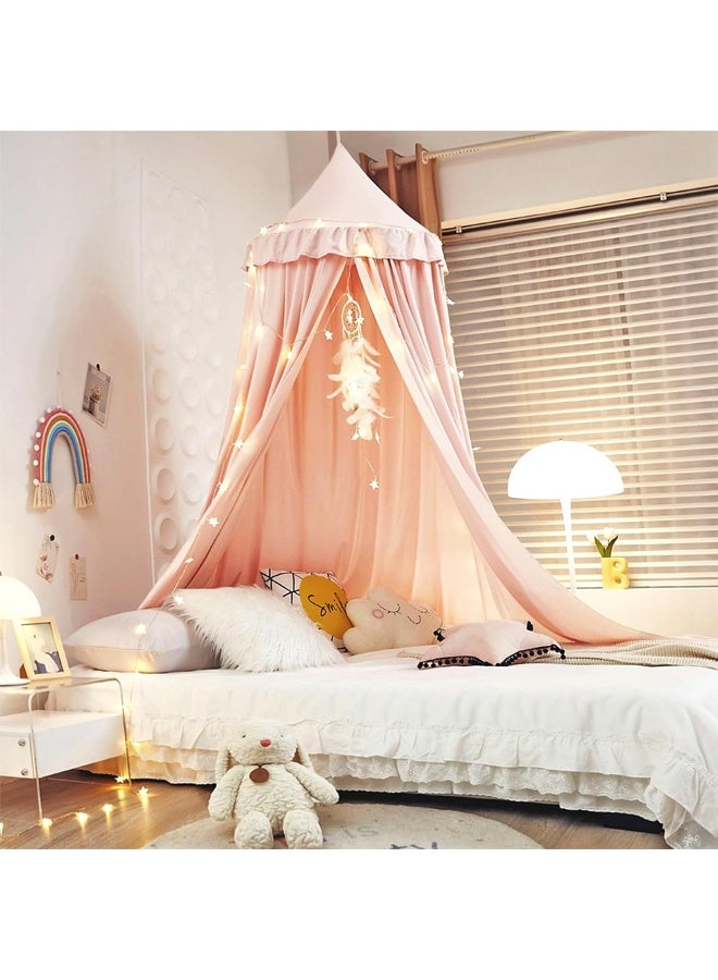 DUNISO Bedspread, Round Dome Mosquito Net, Soft And Smooth Play Tent, Girl's Room Decoration, Princess Castle, Fantasy Bedding, Reading Corner Cover, Light Blocking And Windproof 65x270x400cm(Pink) - Image 4