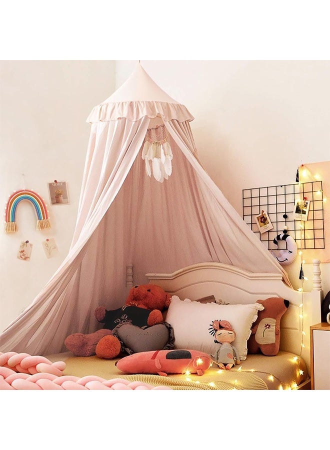 DUNISO Bedspread, Round Dome Mosquito Net, Soft And Smooth Play Tent, Girl's Room Decoration, Princess Castle, Fantasy Bedding, Reading Corner Cover, Light Blocking And Windproof 65x270x400cm(Pink) - Image 3