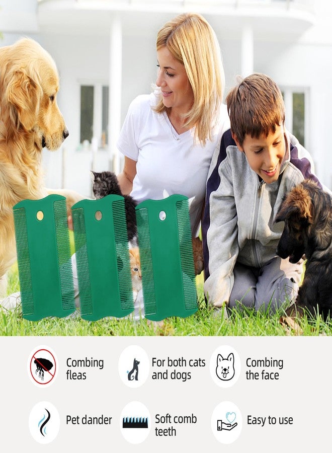 Histotree Green Pet Double-Sided Flea Comb Set 3 Pack Dog Lice&Tick Comb Cat Fine&Wide Tooth Comb for Dogs and Cats Remove Loose Hair Dirt Fleas - Image 5