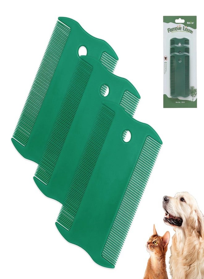 Histotree Green Pet Double-Sided Flea Comb Set 3 Pack Dog Lice&Tick Comb Cat Fine&Wide Tooth Comb for Dogs and Cats Remove Loose Hair Dirt Fleas - Image 1