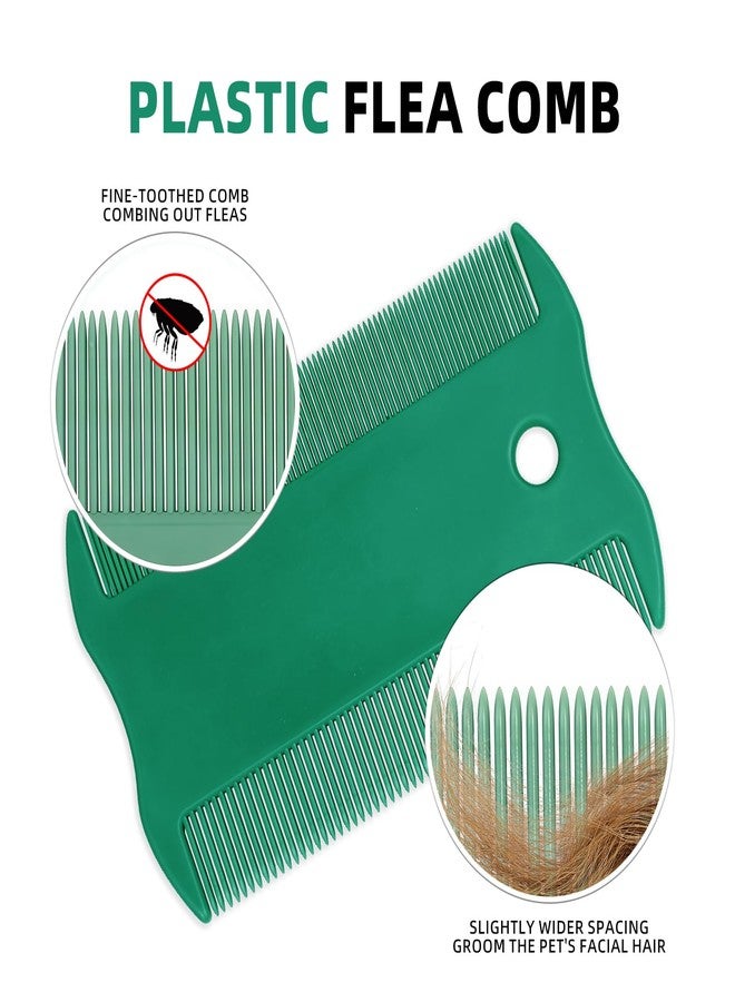 Histotree Green Pet Double-Sided Flea Comb Set 3 Pack Dog Lice&Tick Comb Cat Fine&Wide Tooth Comb for Dogs and Cats Remove Loose Hair Dirt Fleas - Image 2