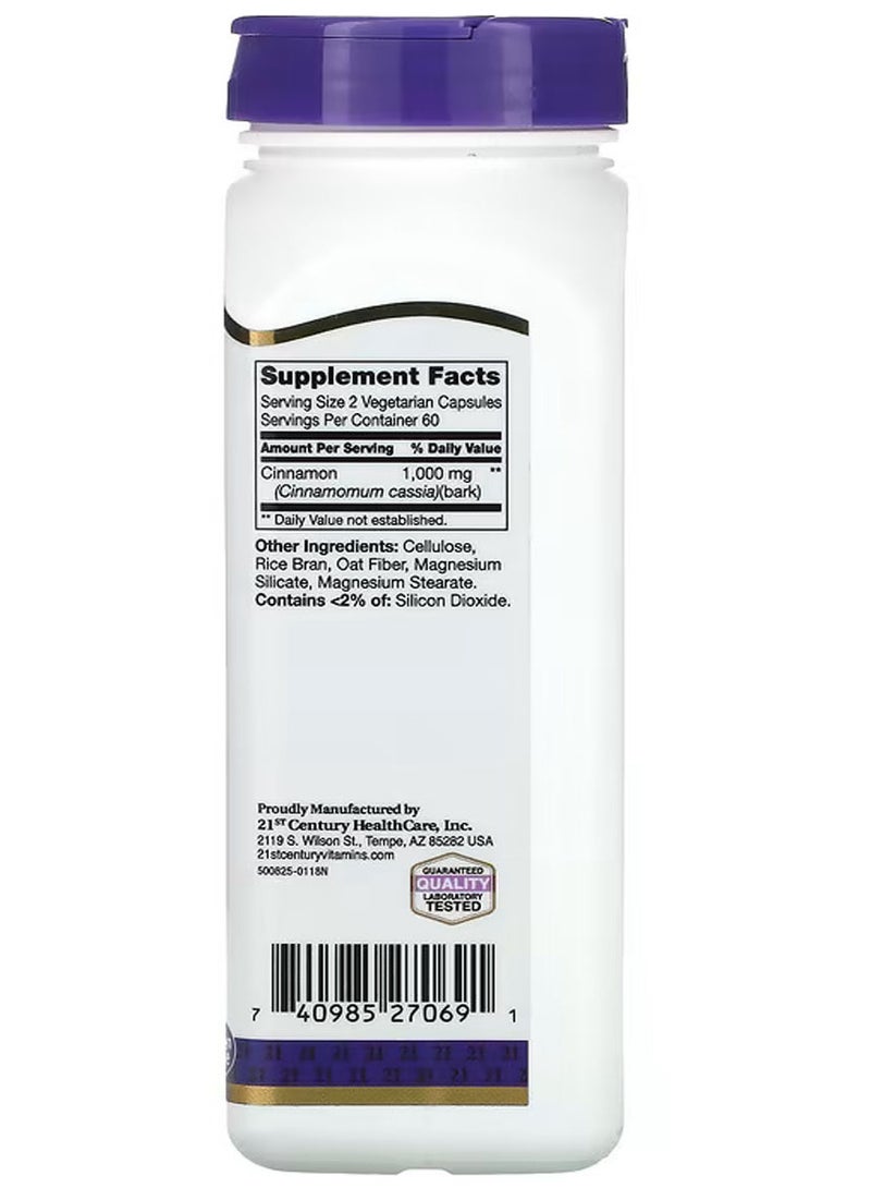 21st Century Cinnamon 1000 mg Capsules - 120 Vegetarian Capsules - Image 2