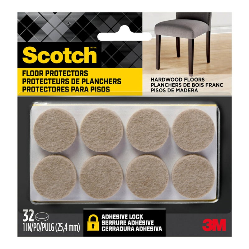 Scotch Felt Pads 32 PCS Beige Felt Furniture Pads for Protecting Hardwood Floors 1 Round Easytoapply SelfStick design Reliable protection from nicks dents and scratches SP802NA