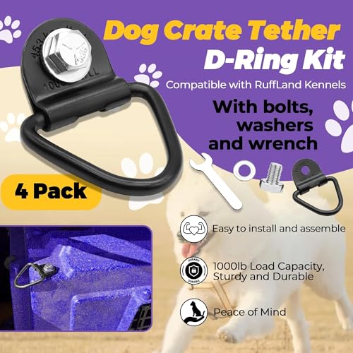 Terixe 4 Pack Tie Down Kit, 1000 LB Load Capacity, with Wrench - Easy Installation, Tie Down D-Ring Kit Compatible with RuffLand Kennels - Ideal for Securing Your Crate in Vehicle - Image 2