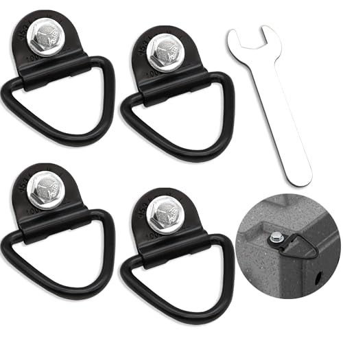 Terixe 4 Pack Tie Down Kit, 1000 LB Load Capacity, with Wrench - Easy Installation, Tie Down D-Ring Kit Compatible with RuffLand Kennels - Ideal for Securing Your Crate in Vehicle - Image 1