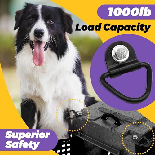 Terixe 4 Pack Tie Down Kit, 1000 LB Load Capacity, with Wrench - Easy Installation, Tie Down D-Ring Kit Compatible with RuffLand Kennels - Ideal for Securing Your Crate in Vehicle - Image 3