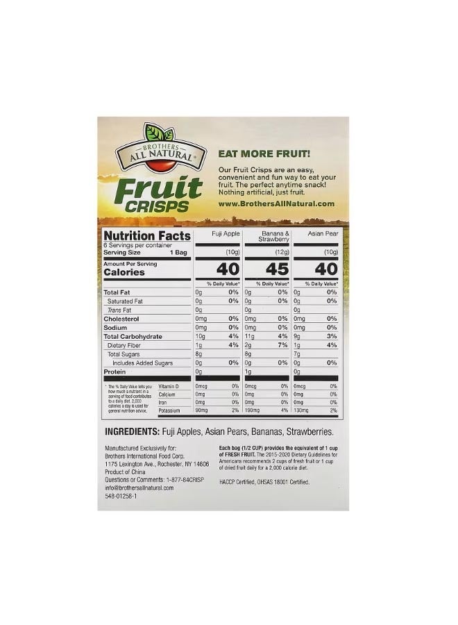 Brothers-ALL-Natural مجموعة متنوعة من رقائق الفاكهة المجففة المجمدة، 6 أكياس فردية، 2.26 أونصة، 64 جم - Image 2