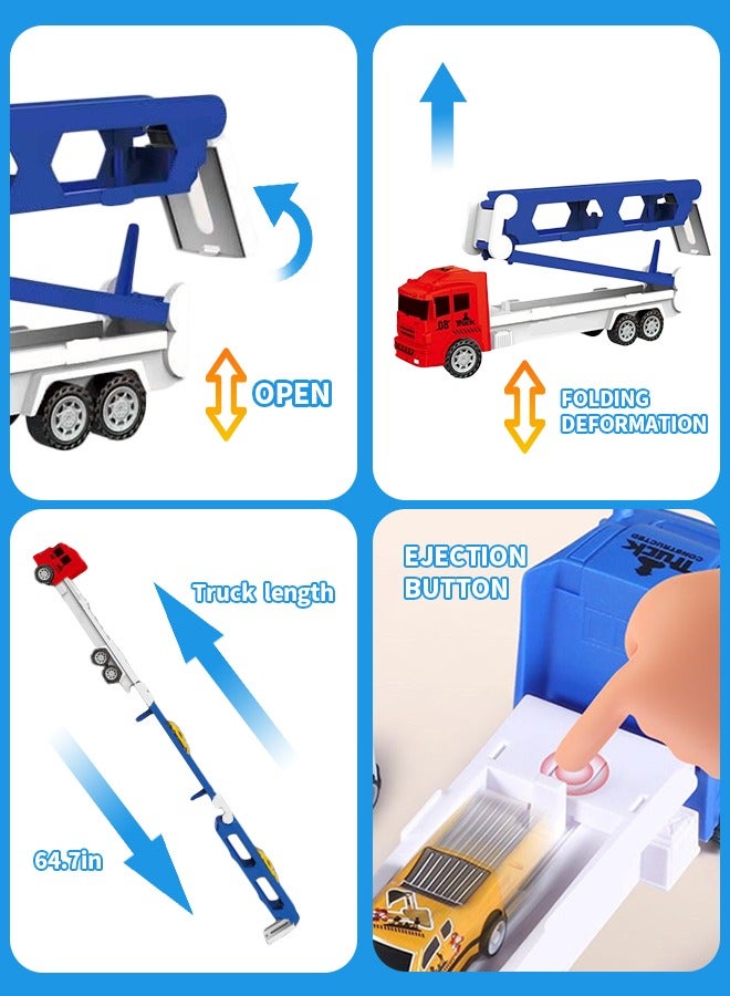 Vividorad Truck Toy Toddler Toys for 3 4 5 6 Years Old Boys, Die-Cast Transport Truck Car Toys with 6 Alloy Cars Vehicles 34.6-Inch Race Track for Boys Kids, Foldable Race Tracks Transport Car Carrier Toy for Toddlers,Toddler Car Toys Track Set for Kids Boys Girls - Image 4