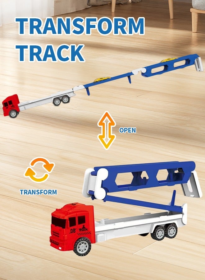 Vividorad Truck Toy Toddler Toys for 3 4 5 6 Years Old Boys, Die-Cast Transport Truck Car Toys with 6 Alloy Cars Vehicles 34.6-Inch Race Track for Boys Kids, Foldable Race Tracks Transport Car Carrier Toy for Toddlers,Toddler Car Toys Track Set for Kids Boys Girls - Image 3