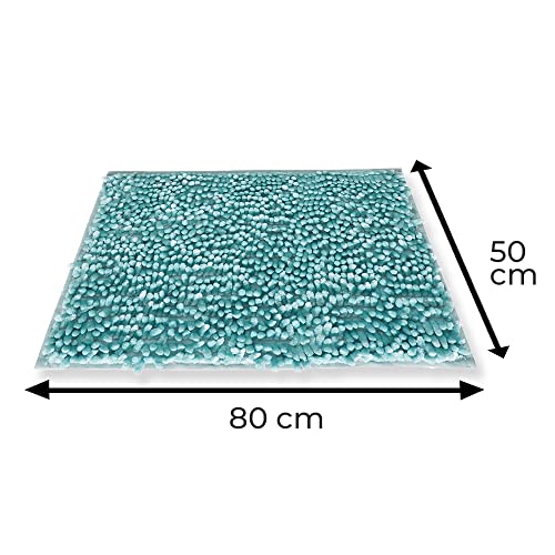 Villedomo Bathmats | Machine Washable | Antiskid Bath mats | Water soak Bath mats (50 x 80 CM 1 Piece, Teal) - Image 2