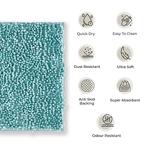 Villedomo Bathmats | Machine Washable | Antiskid Bath mats | Water soak Bath mats (50 x 80 CM 1 Piece, Teal) - Image 5