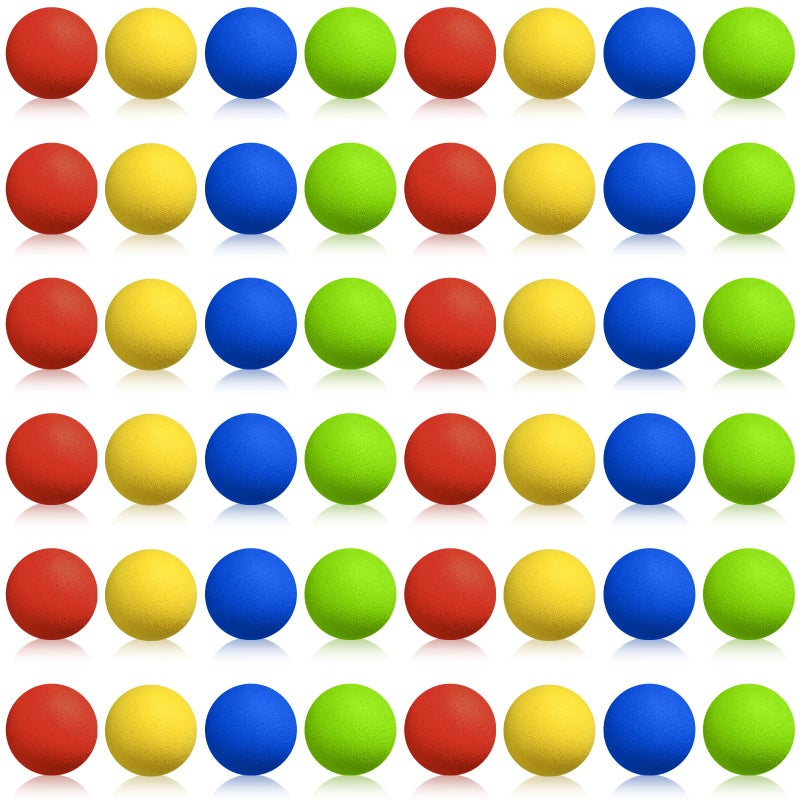 Sumind 48 Pieces Foam Balls Bulk Rounds Refill Balls Soft Foam Bullet Replacement Refill Pack for Blasters Guns for Kids Birthday Party Games Favors Gifts for Boys and Girls(Red, Blue, Green, Yellow) - Image 1