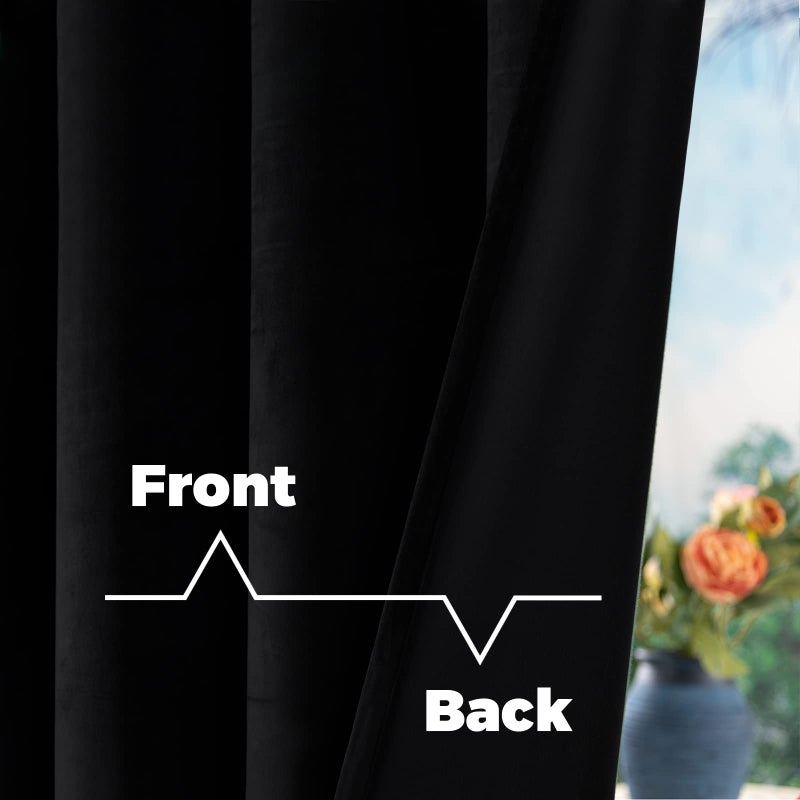 BGment Black Velvet Curtains 108 Inches Long for Living Room  Thermal Insulated Room Darkening Curtains Drapes Window Treatment with Back Tab and Rod Pocket  Set of 2 Panels  52 x 108 Inch - Image 4