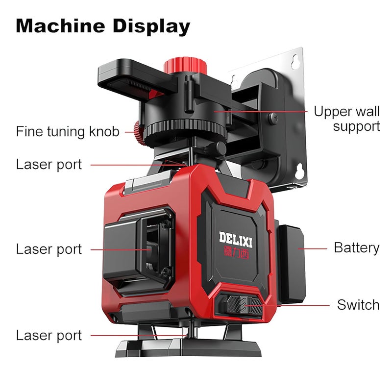 WISKA 4D 16 Lines 4x360 Degree SelfLeveling Laser Level Machine Digital Construction Instrument with Light for Precision Measurement Leveler Tool with Cube Design - Image 3