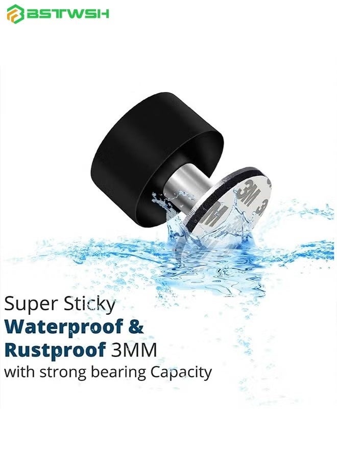 بستوش عبوتين من دعامات الأبواب مع ملصقات إضافية، دعامات أبواب ذاتية اللصق مع حاجز مطاطي أسود وهيكل من الفولاذ المقاوم للصدأ - واقي من مقابض الأبواب الثقيلة، خافض للصوت للاستخدام في المنزل والمكتب - Image 2