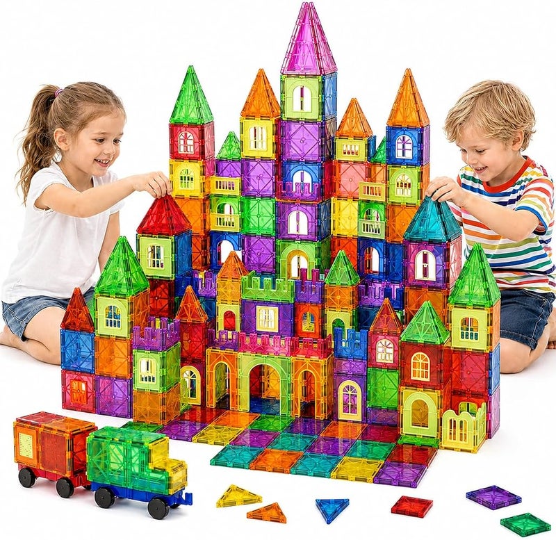GRAFLO Magnetic Building Tiles 140 Pcs Set of Vibrant 3D Blocks, Encourages Creative Construction, Promotes Educational Brain Development, Stimulates Imagination, STEM Toy for Kids Ages 3-10 Years - Image 1