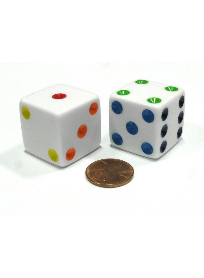 كوبلو غايمز نرد كبير غير شفاف مقاس 25 مم - أبيض مع أنبوب متعدد الألوان من Koplow Games - Image 2
