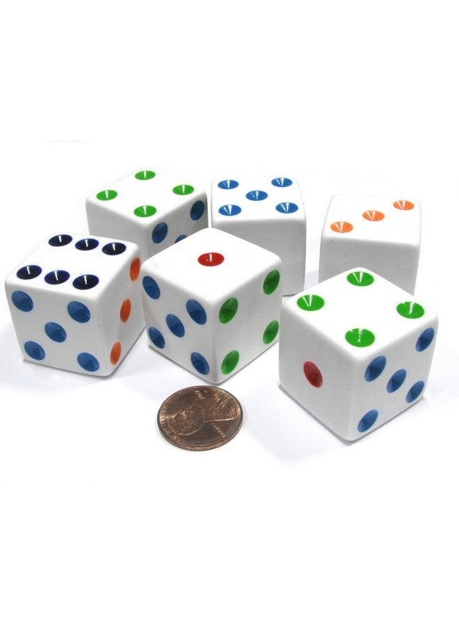 كوبلو غايمز نرد كبير غير شفاف مقاس 25 مم - أبيض مع أنبوب متعدد الألوان من Koplow Games - Image 1