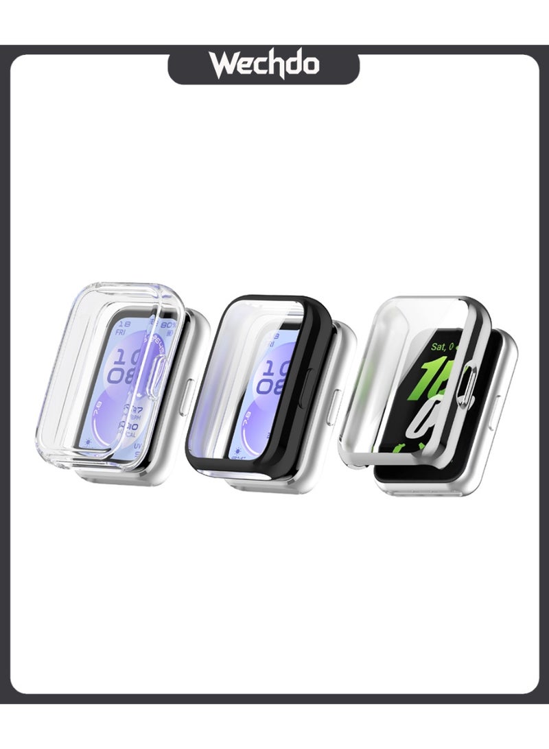 Wechdo 3-Pack Case for Huawei Band 11 - Black/Silver/Clear Soft TPU Full Coverage Protective Cover with Built-in Screen Protector, Slim Bumper Case Set - Image 1
