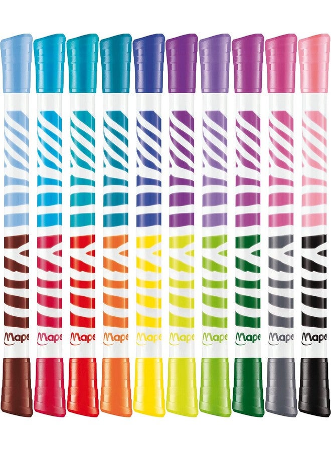 Maped Color'Peps Duo Ultrawashable Markers X10 Smart Doubletip Design Vibrant Colors Ultrawashable Inks Pack Of 10 Markers - Image 2