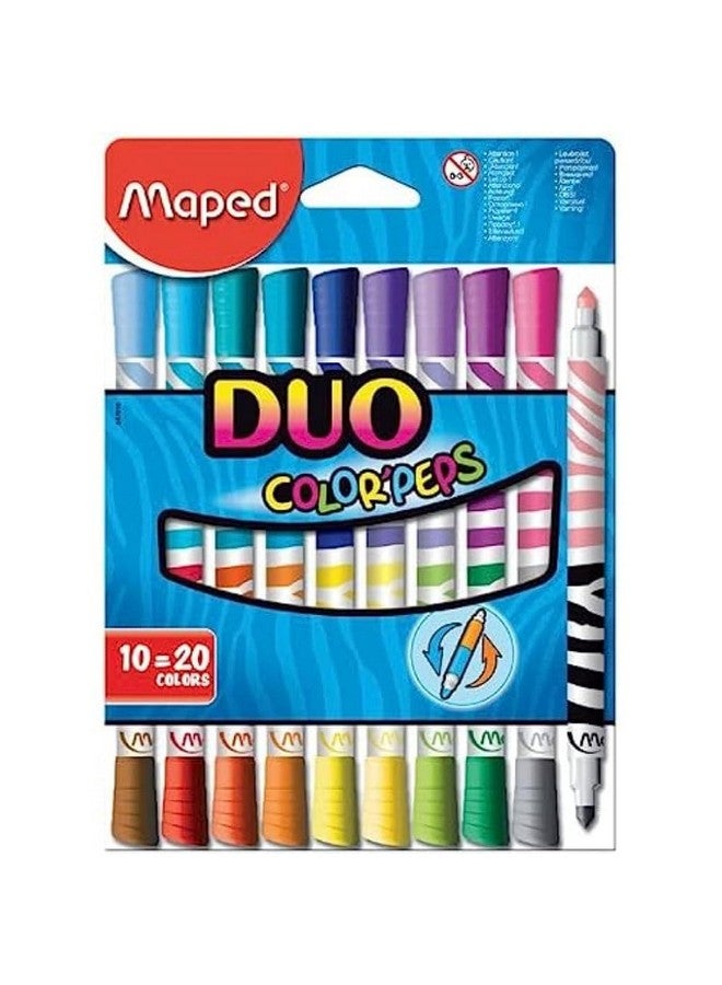 Maped Color'Peps Duo Ultrawashable Markers X10 Smart Doubletip Design Vibrant Colors Ultrawashable Inks Pack Of 10 Markers - Image 1